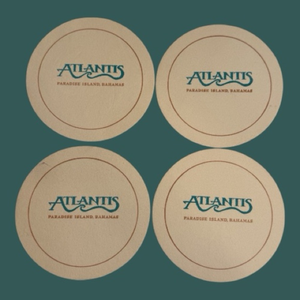 Vintage Atlantis Hotel Paradise Island Bahamas Drink Paper Coasters Set of 4